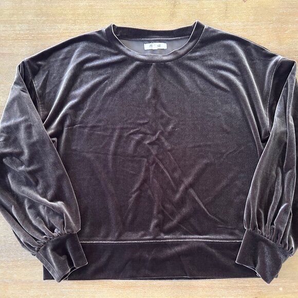 Pre-owned Madewell Women's Chocolate Brown Velour Top, Size Small - Picture 1 of 3